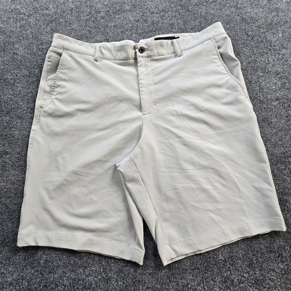 Dunning Golf Shorts Men's 38 Tan Khaki Performance Stretch Flat Front Poly Blend